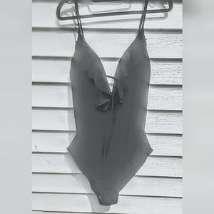 Black One-Piece Plunge Swimsuit size Large
